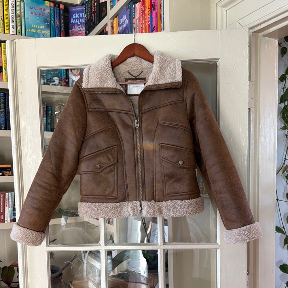 Brown Shearling Lucky Faux-Leather Jacket